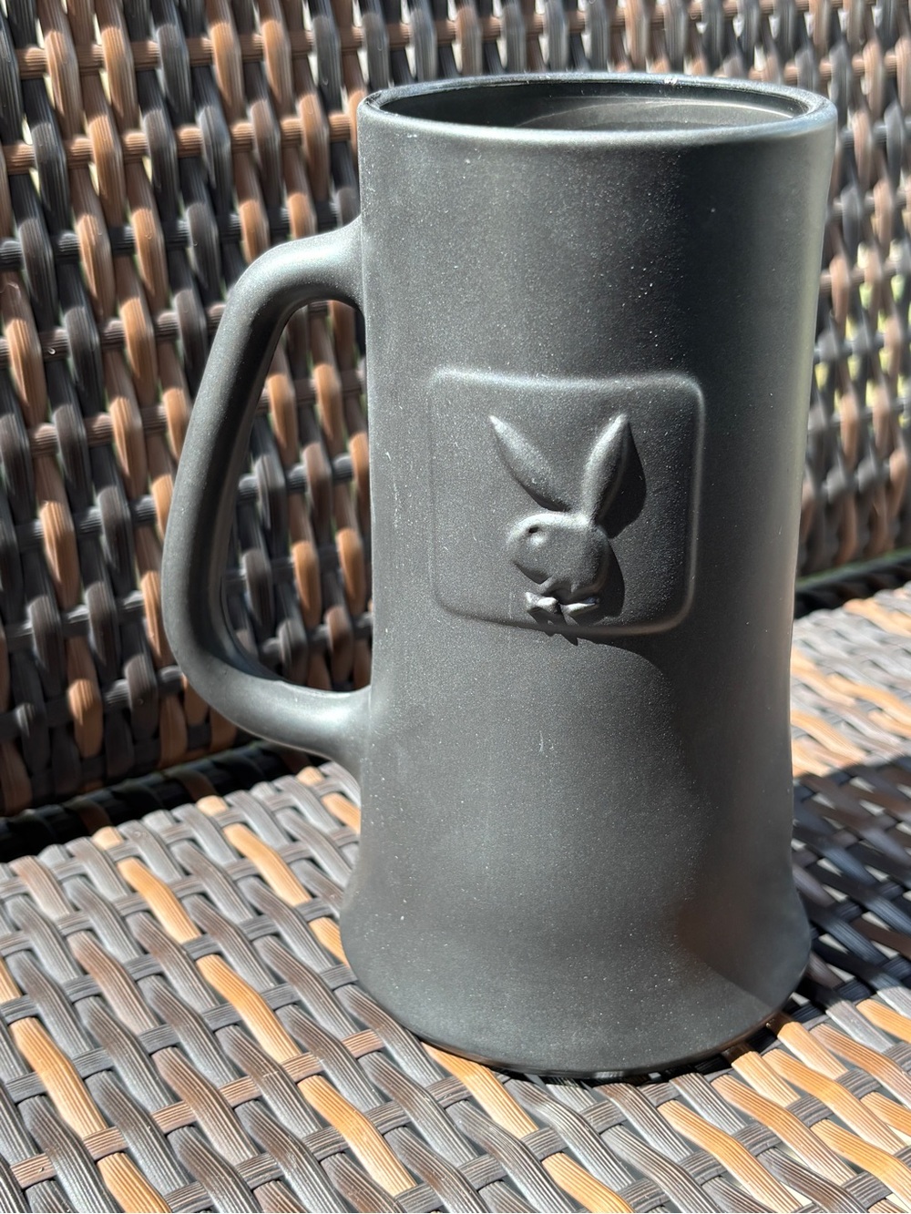 PLAYBOY Matte Black Stein with Embossed Bunny Logo